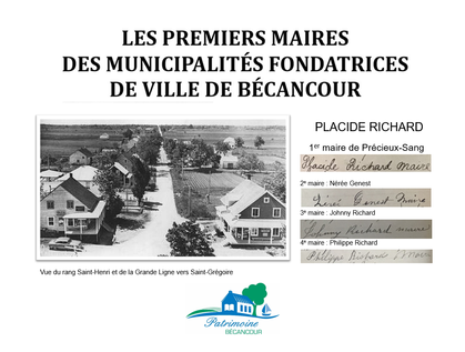 Placide Richard, premier maire de la municipalité de Précieux-Sang